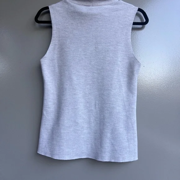 Zara Grey Sleeveless Turtleneck Knit Top Minimalist Summer Office Chic Size S - Picture 12 of 13